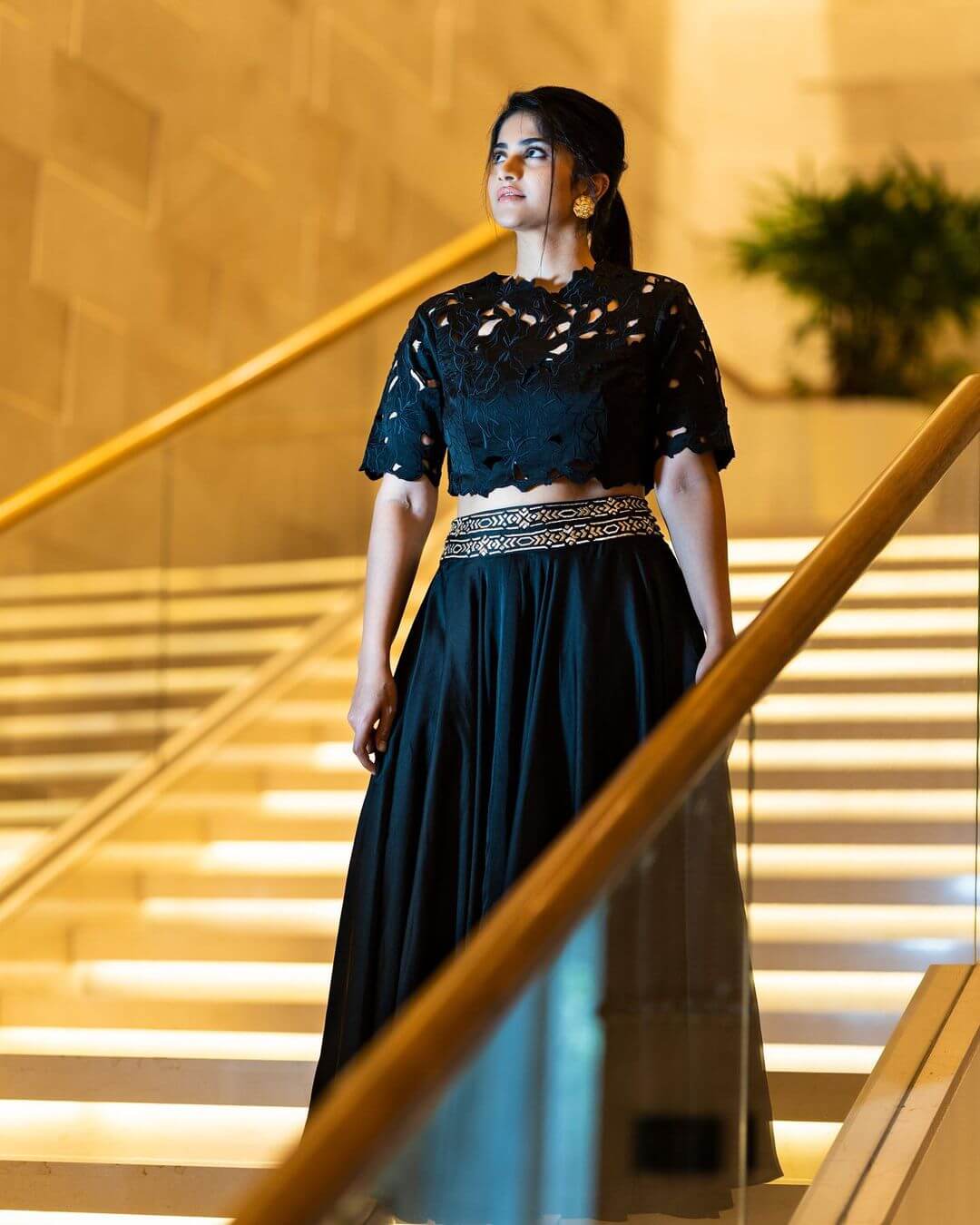 Gorgeous Megha Akash In Blck Crop Top And Skirt Outfit Look Megha Akash Look, Style And Outfit