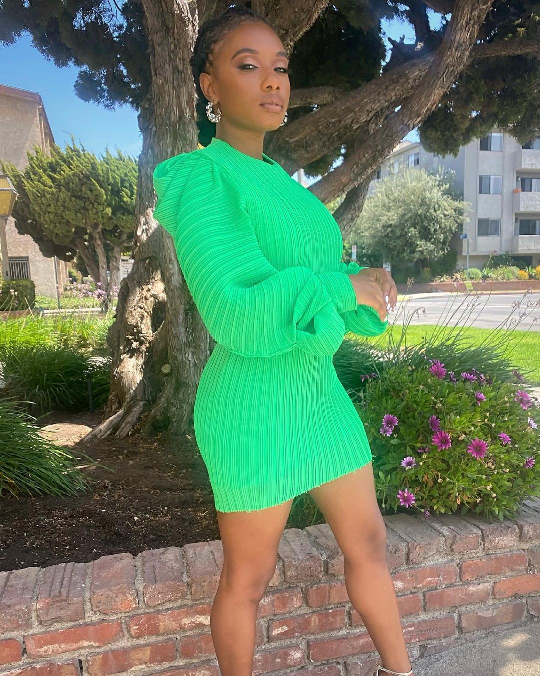 Imani Hakim In Amazing Green Colored Mini Dress