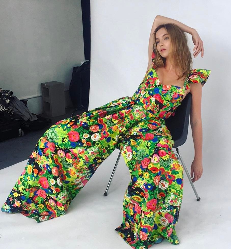Jodie Comer's Adorning Look In Multi-Floral Print One-Piece Dress