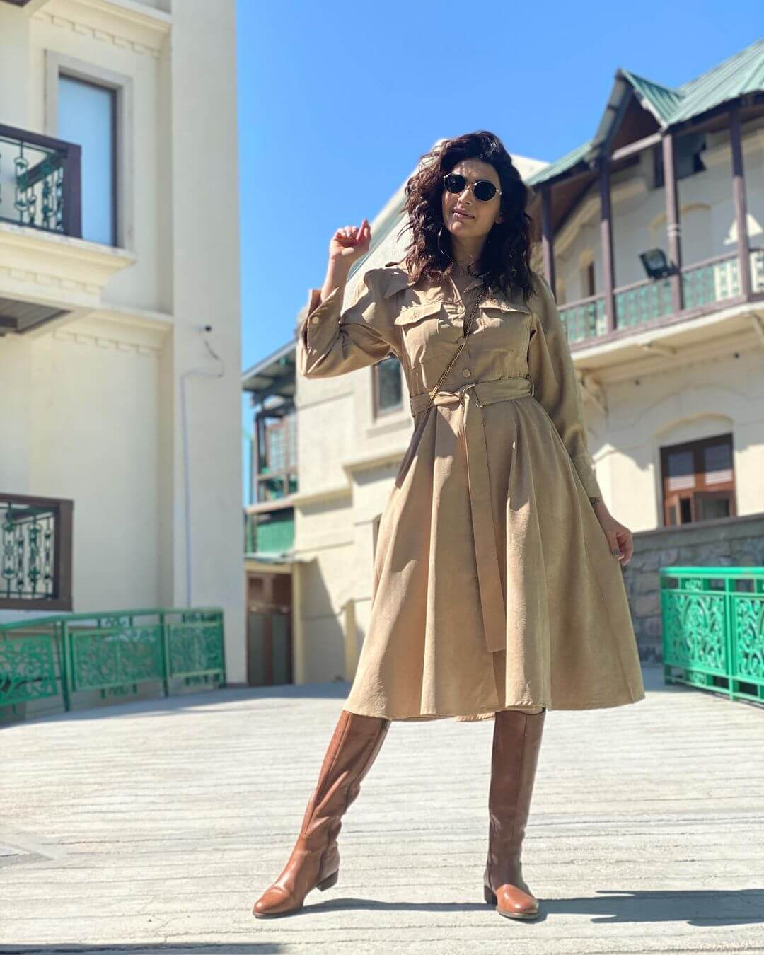Karishma Tanna in Fit and Flare Tie-Up Dress Look