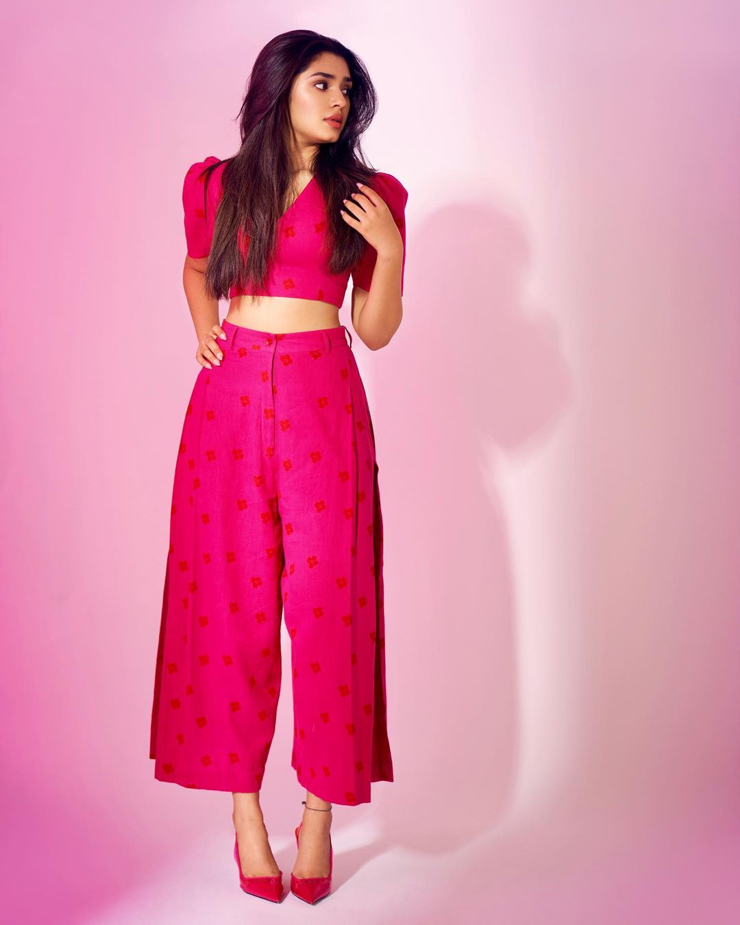 Krithi Shetty Pretty Look In Hot Pink Co-Ord Set