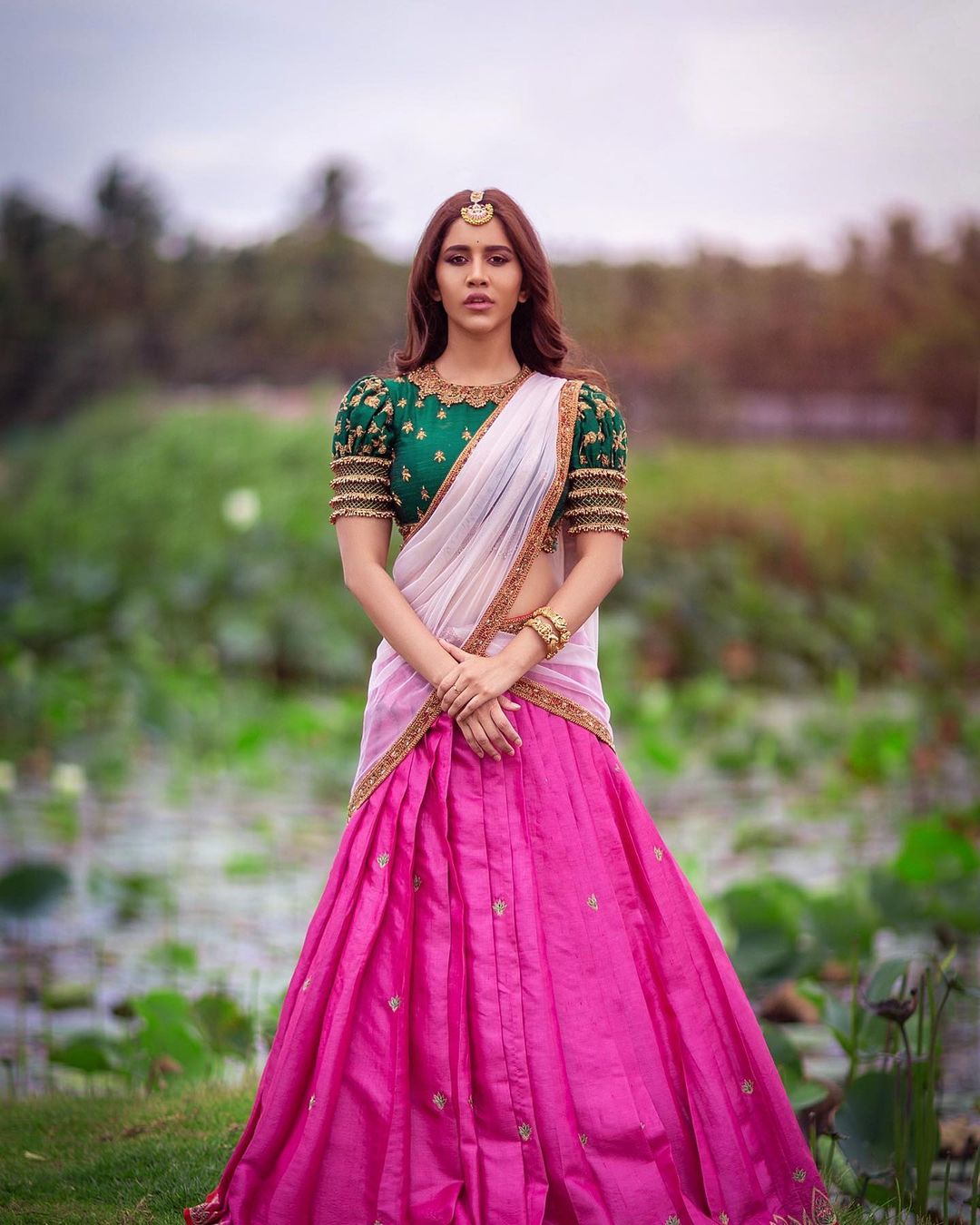 Nabha Look Fabulous In Pink Lehenga Outfit : Nabha Natesh Stylish and Traditional Outfit Looks