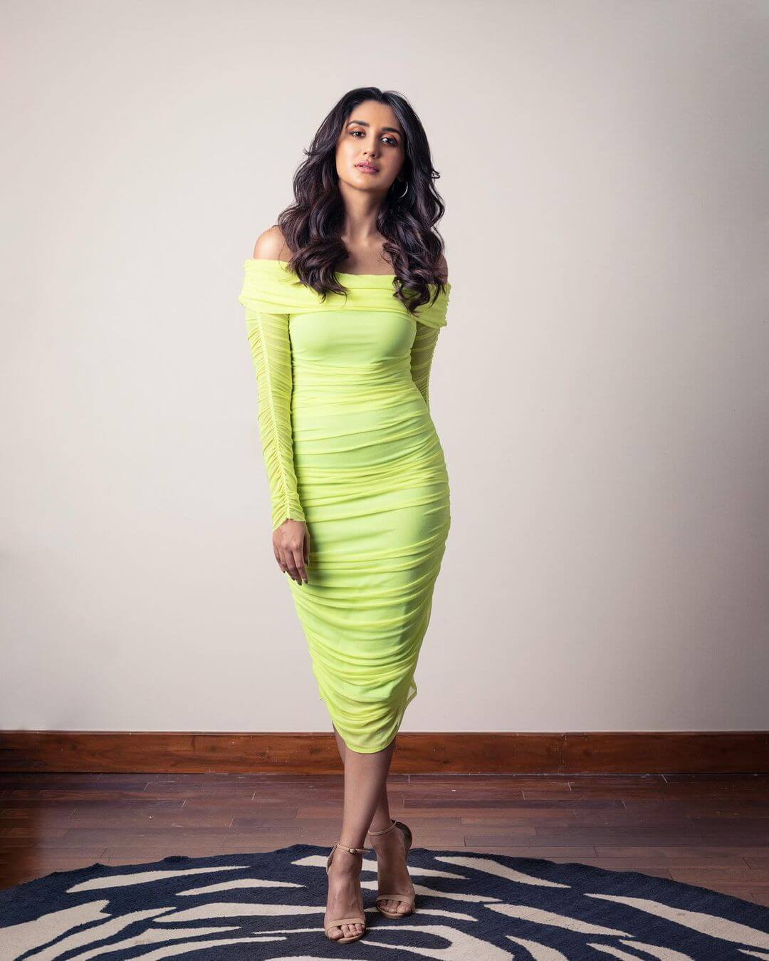 Nikita Dutta Look Fabulous In Neon Off-Shoulder Dress
