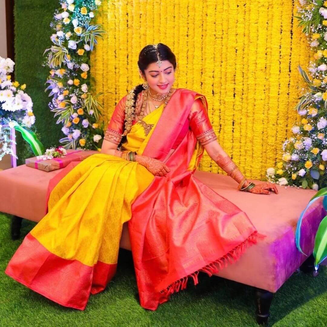 Pranitha Subhash Non Beatable Traditional Silk Saree Look : Pranitha Subhash Elegant and Classy Outfit Looks