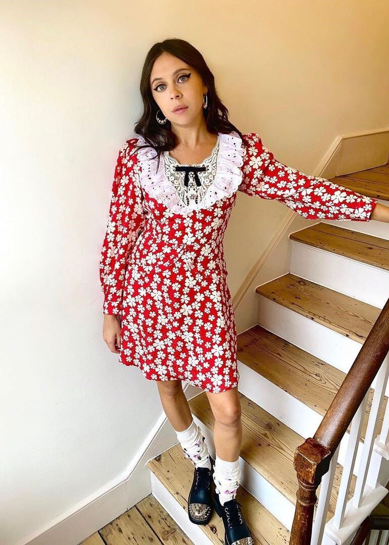 Sassy Bel In Floral Print Red Colored Mini Dress