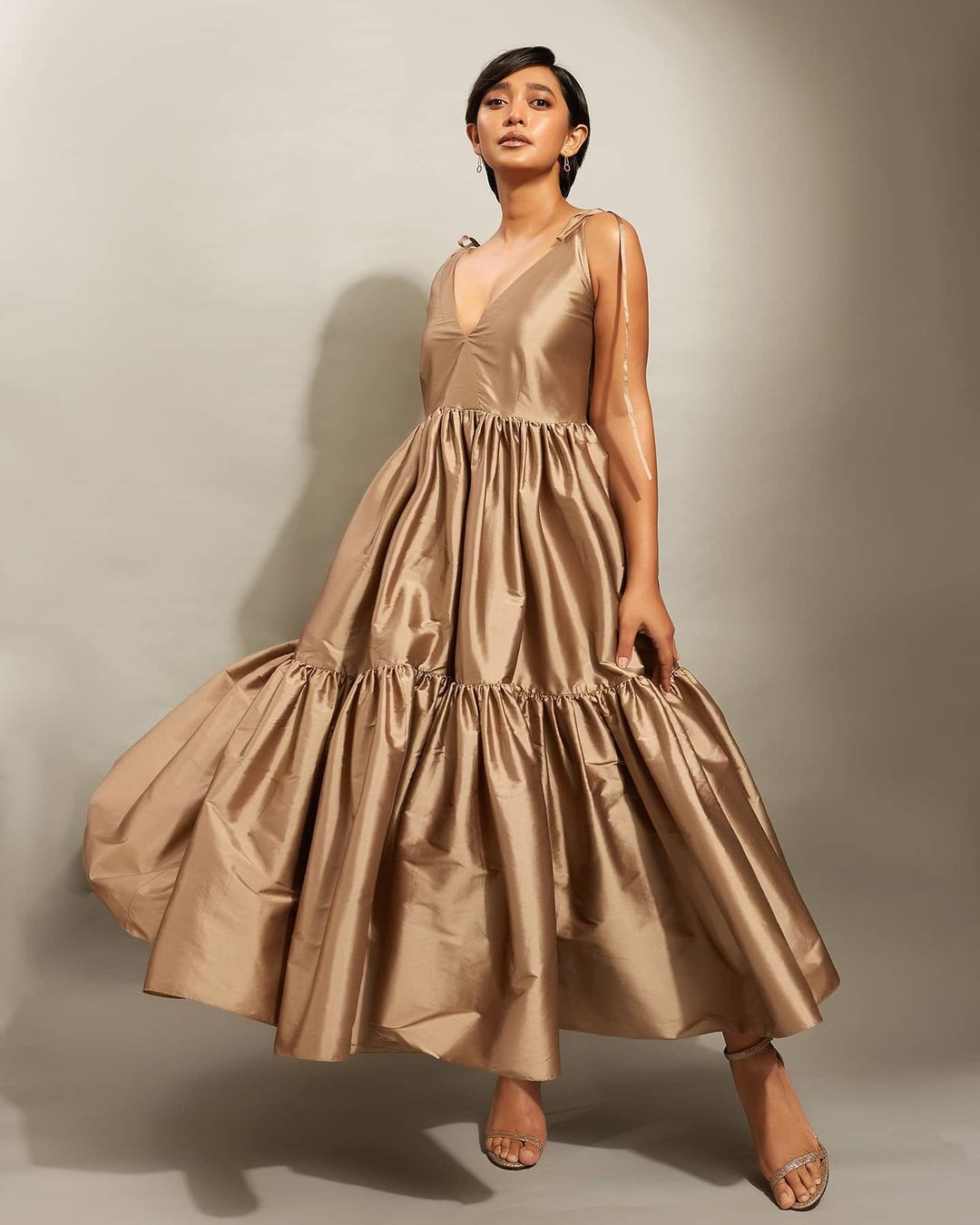 Sayani Satin Ruffle Dress is Setting New Evening Party Outfit Trend
