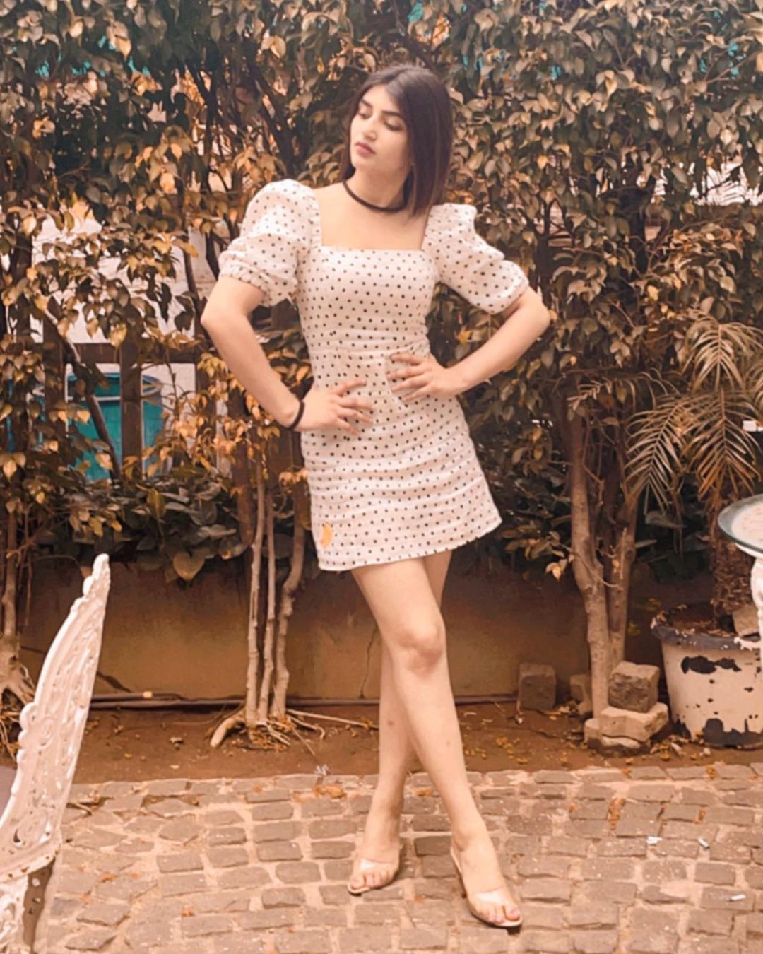Sreeleela Gives Us Retro Vibes In Polka Dot Mini Dress Outfit