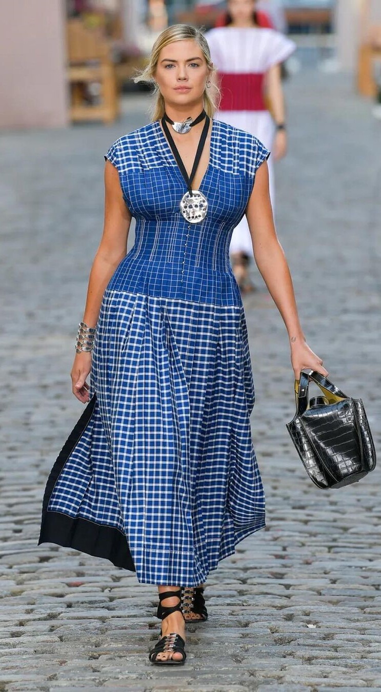 Stunning Street Diva Look In Blue Checkered Dress