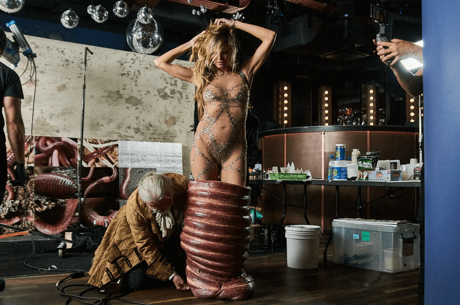 Supermodel Heidi Klum's Worm Costume For Halloween Party