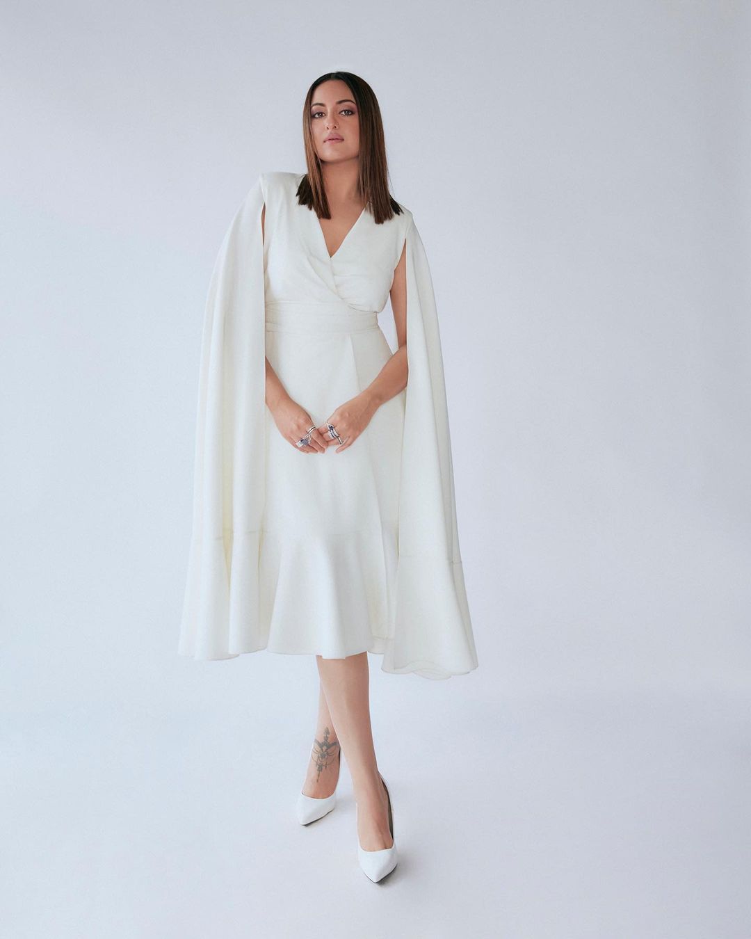 The White Dramatic Sleeve Dress Of Sonakshi Sinha