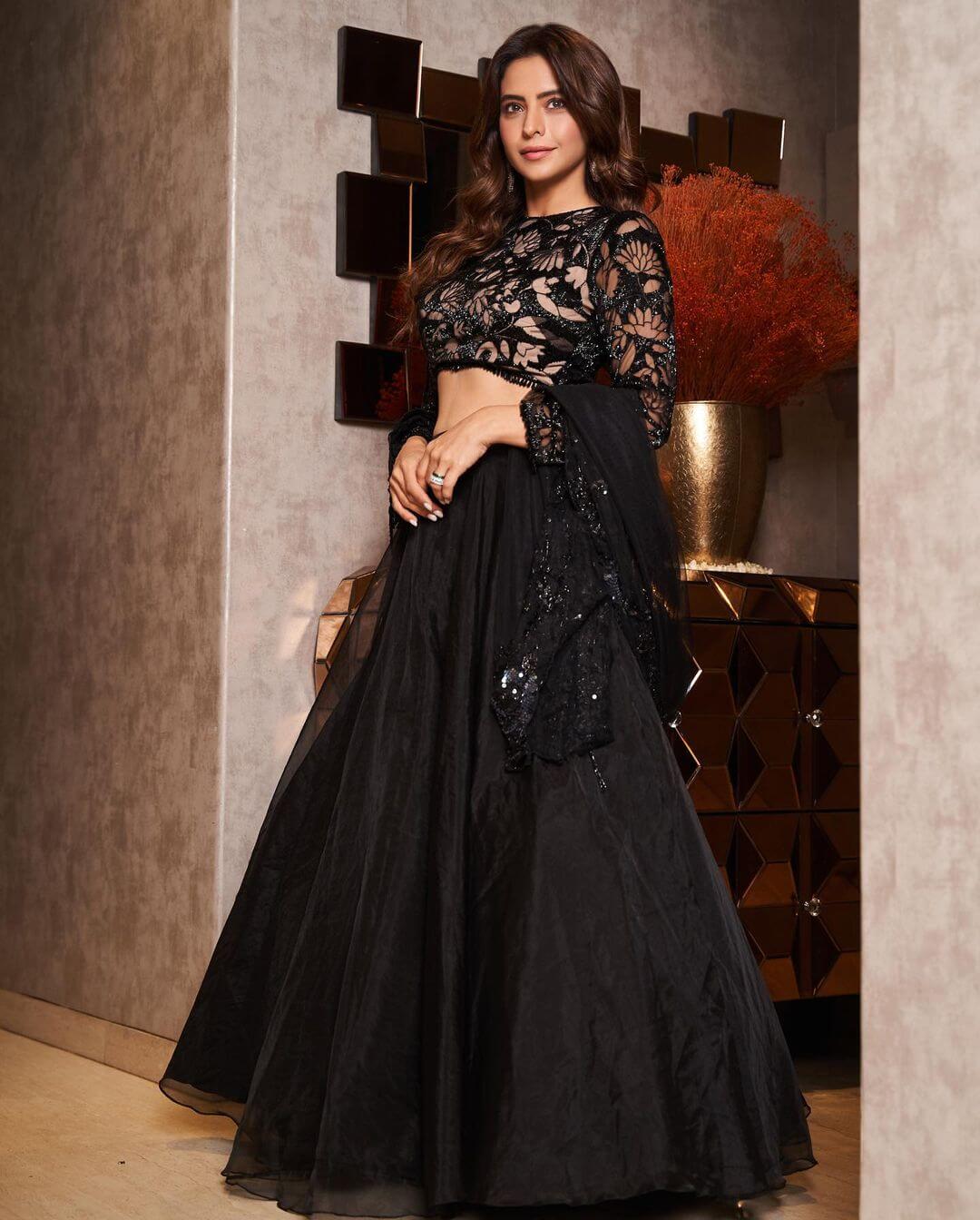 Aamna Sharif Look Dazzling in Black Lehenga Outfit