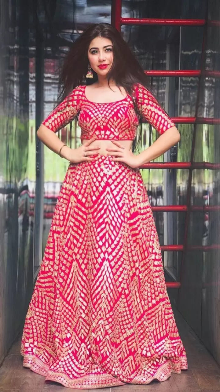 Aditi Bhatia In Red Gotta Patti Lehenga Outfit