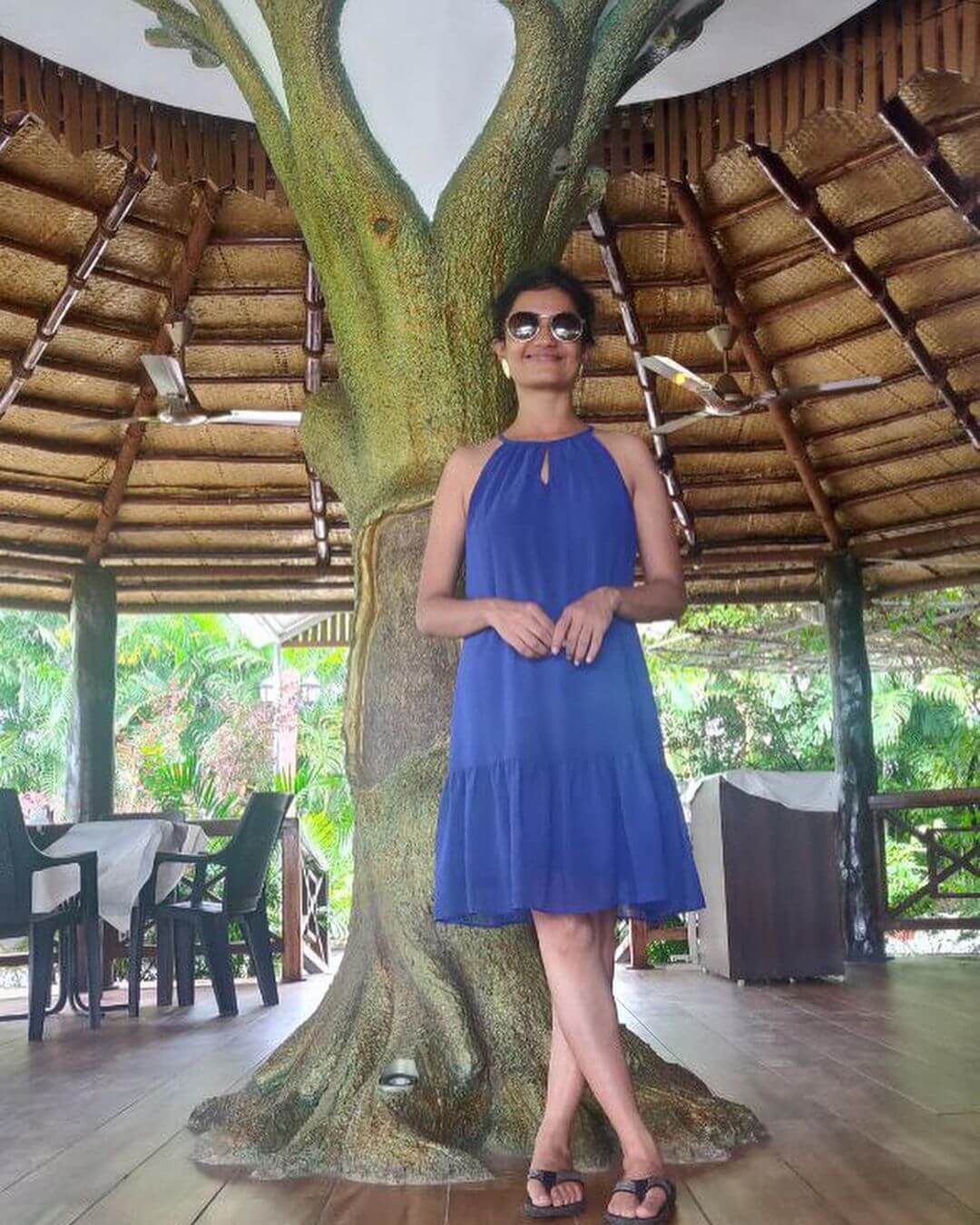 Amruta Subhash In Blue Halter Neck Mini Dress Amruta Subhash Outfit And Looks