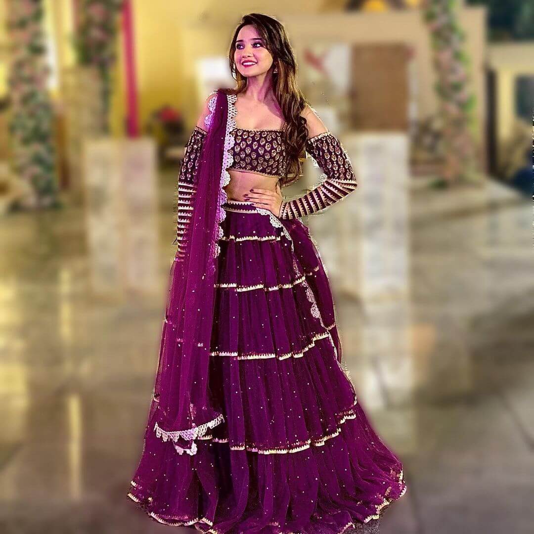 Ashi Singh Look Dazzling In Purple Lehenga Outfit Ashi Singh Fabulous Outfit and Style