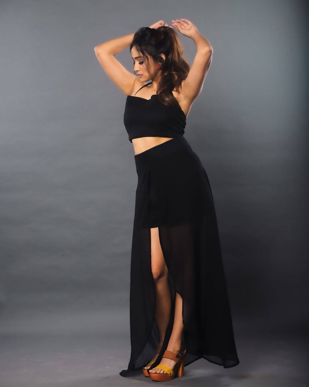 Ashi Singh Tempting Look In Black Multi-Cut Dress Outfit