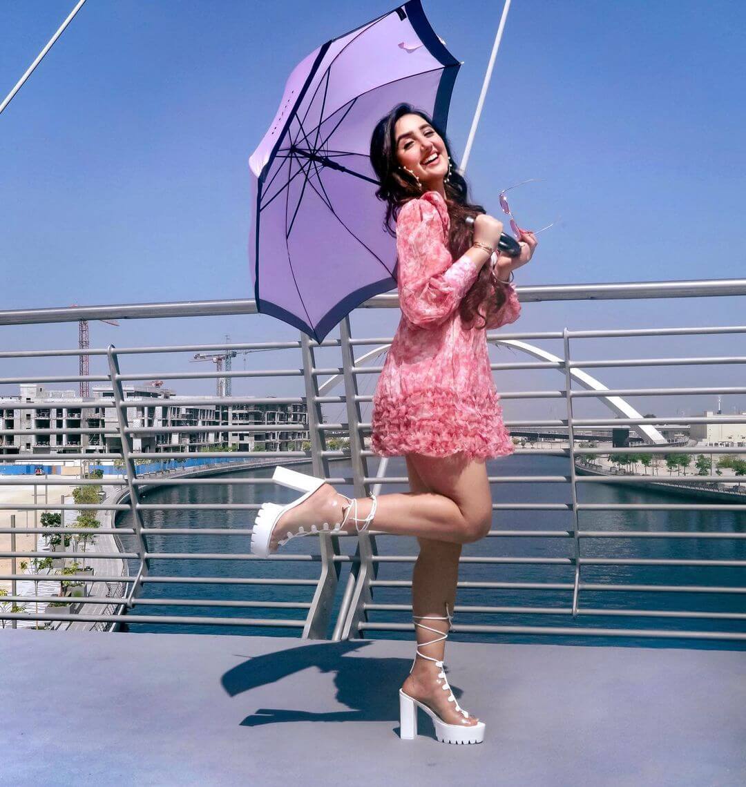Ashnoor Look In Pink Ruffle Mini Dress Gives Us Vacay Vibes Ashnoor Kaur Beautiful Outfit and Looks