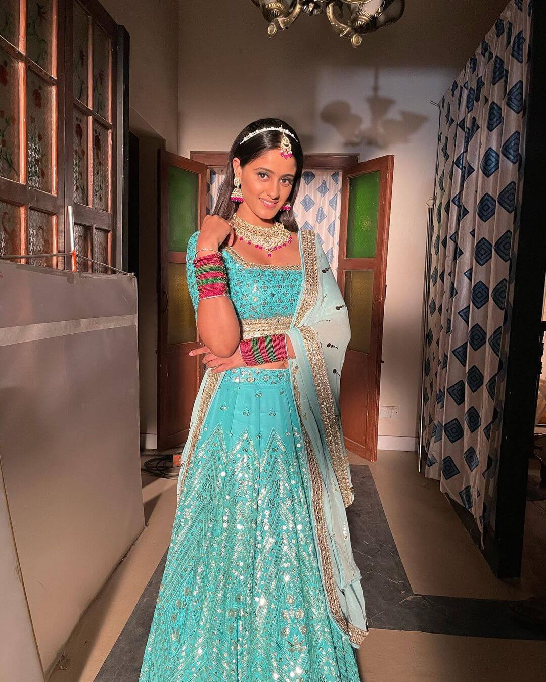 Ayesha Singh Look Gorgeous In Blue Lehenga With Heavy Neck Piece Ayesha Singh Outfit Looks And Style