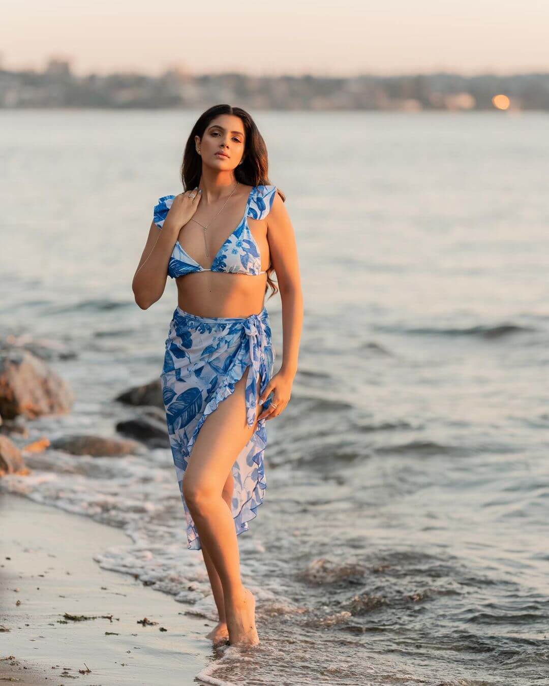 Diljot Gives Us Beachy Vibes In Blue Skirtini Outfit Diljott Simple And Elegant Outfit Look
