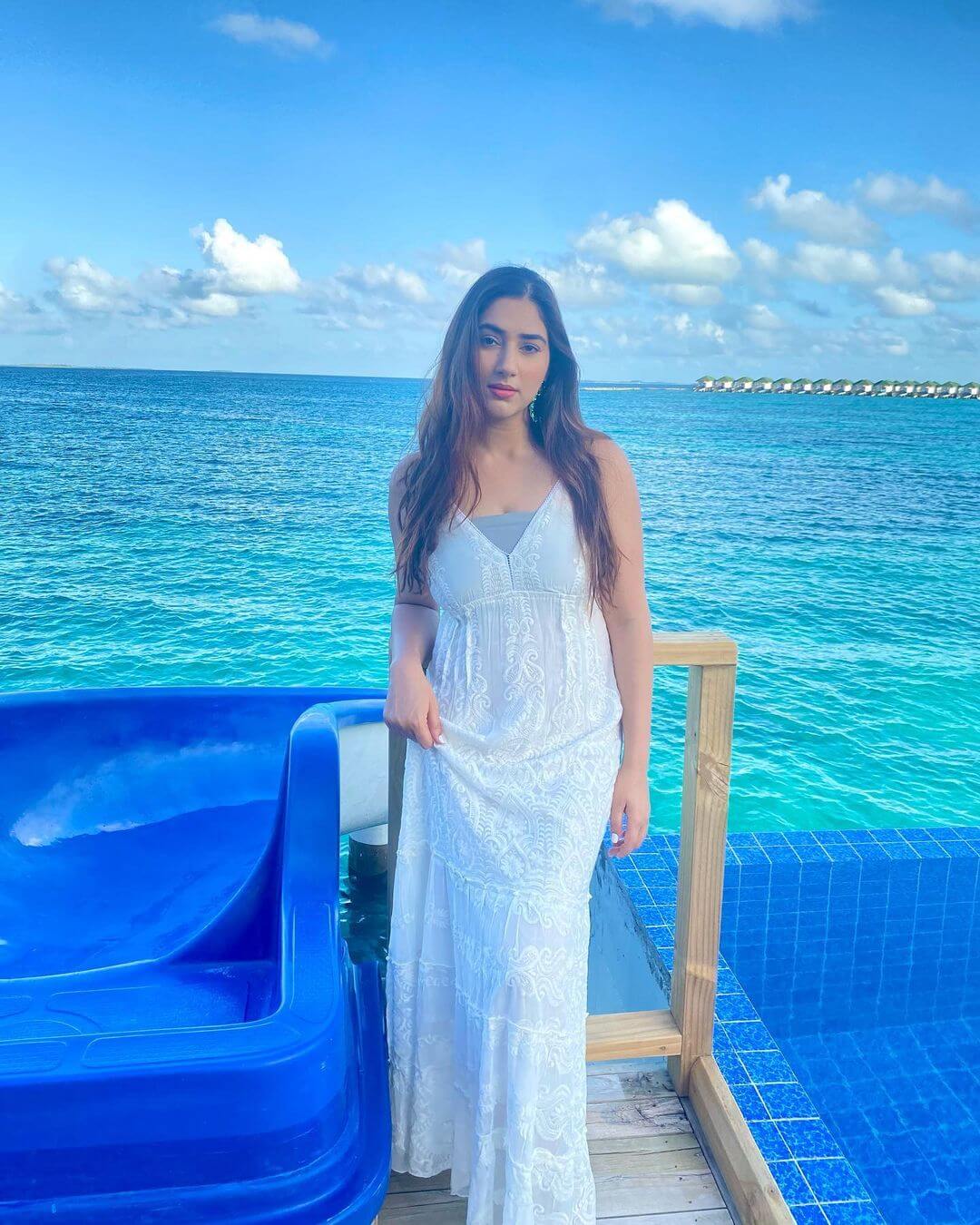 Disha Look Sexy In a White Long Dress Outfit
