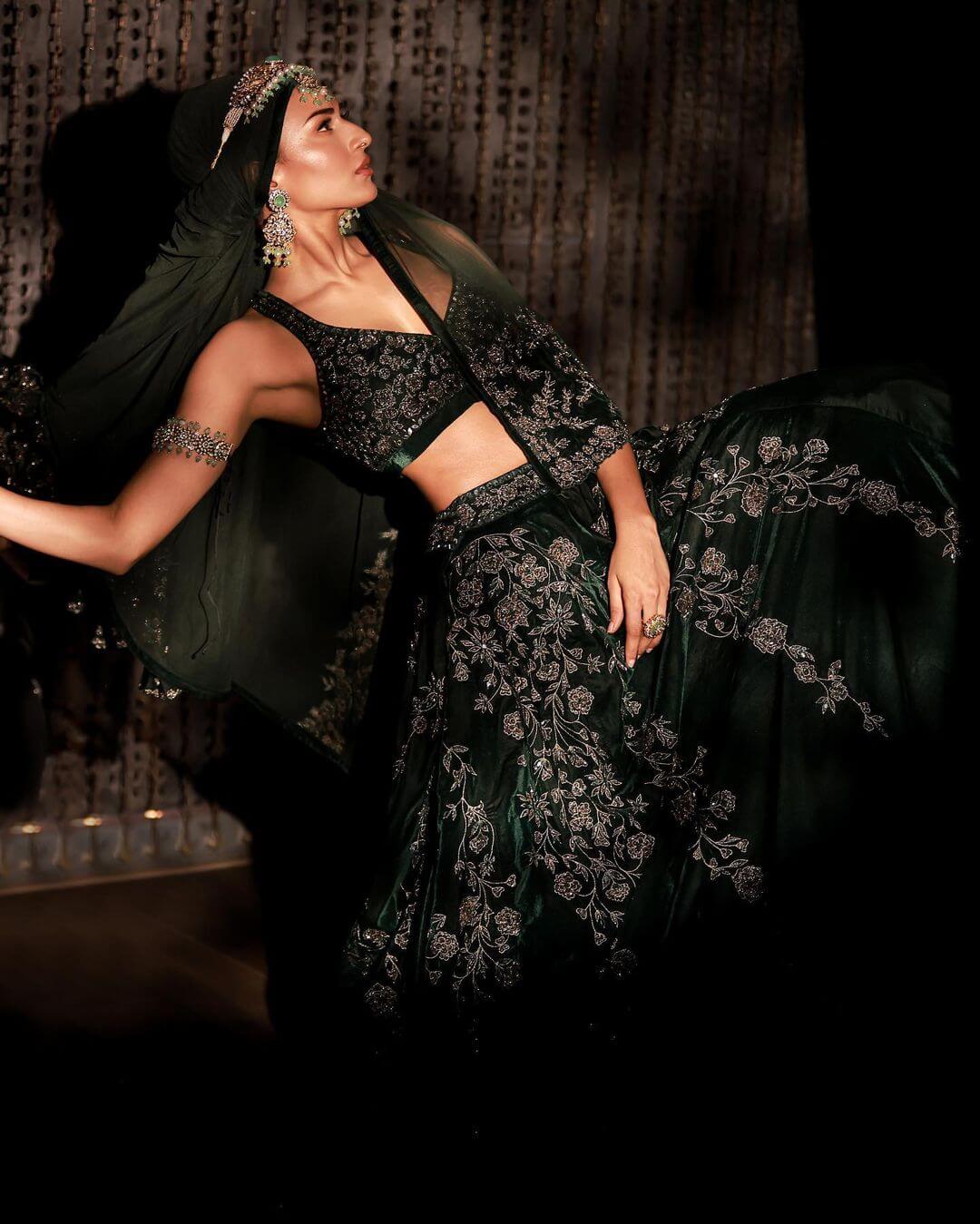 Erica Fernandes In Green Lehenga Outfit