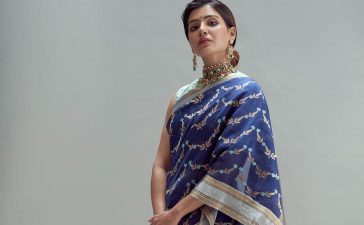 Filmfare Award For Best Actress In Telugu And Tamil, Winner Samantha In Blue Saree With Matching Jewelry