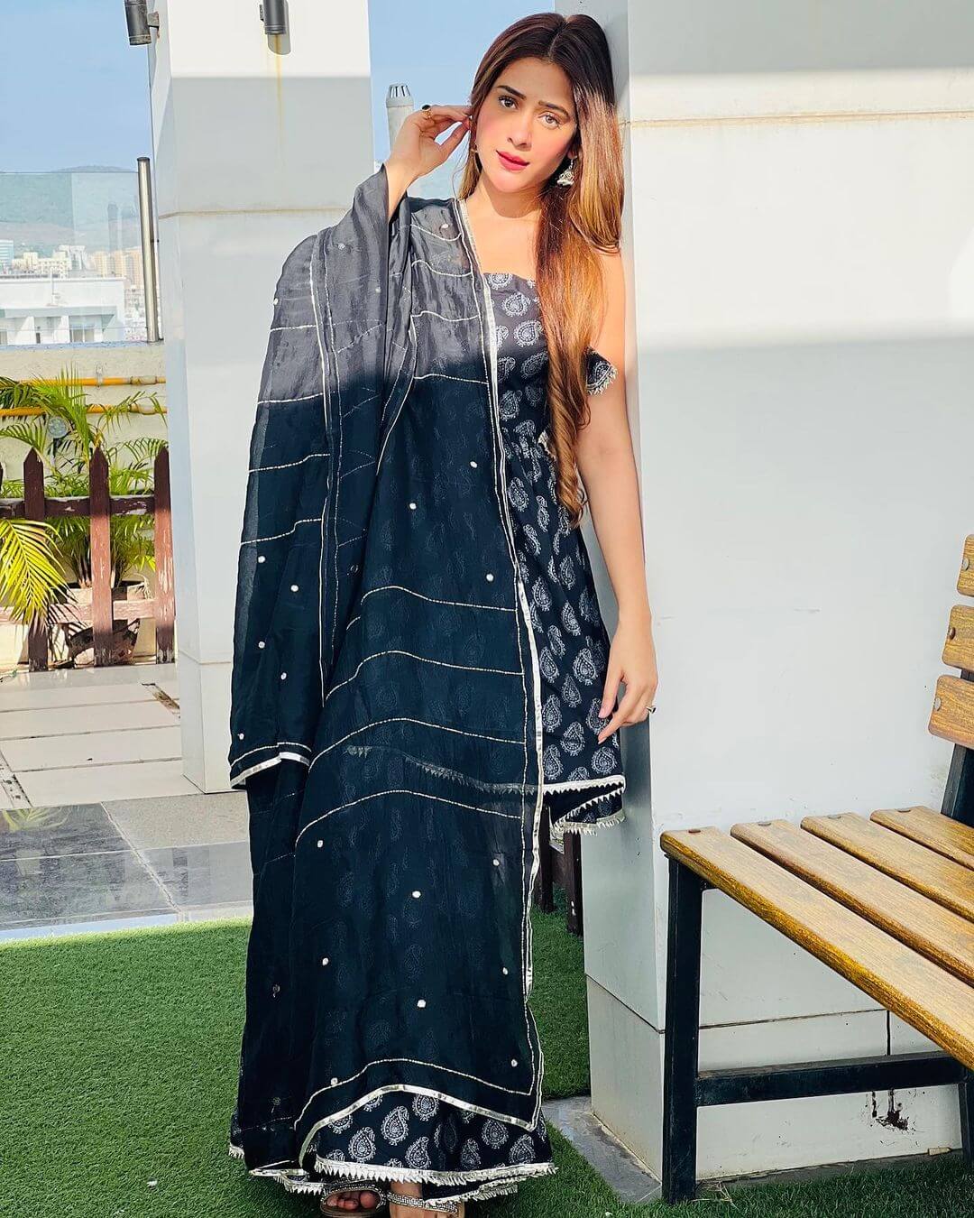 Hiba Nawab In Blue One Strap Kurta Set Outfit