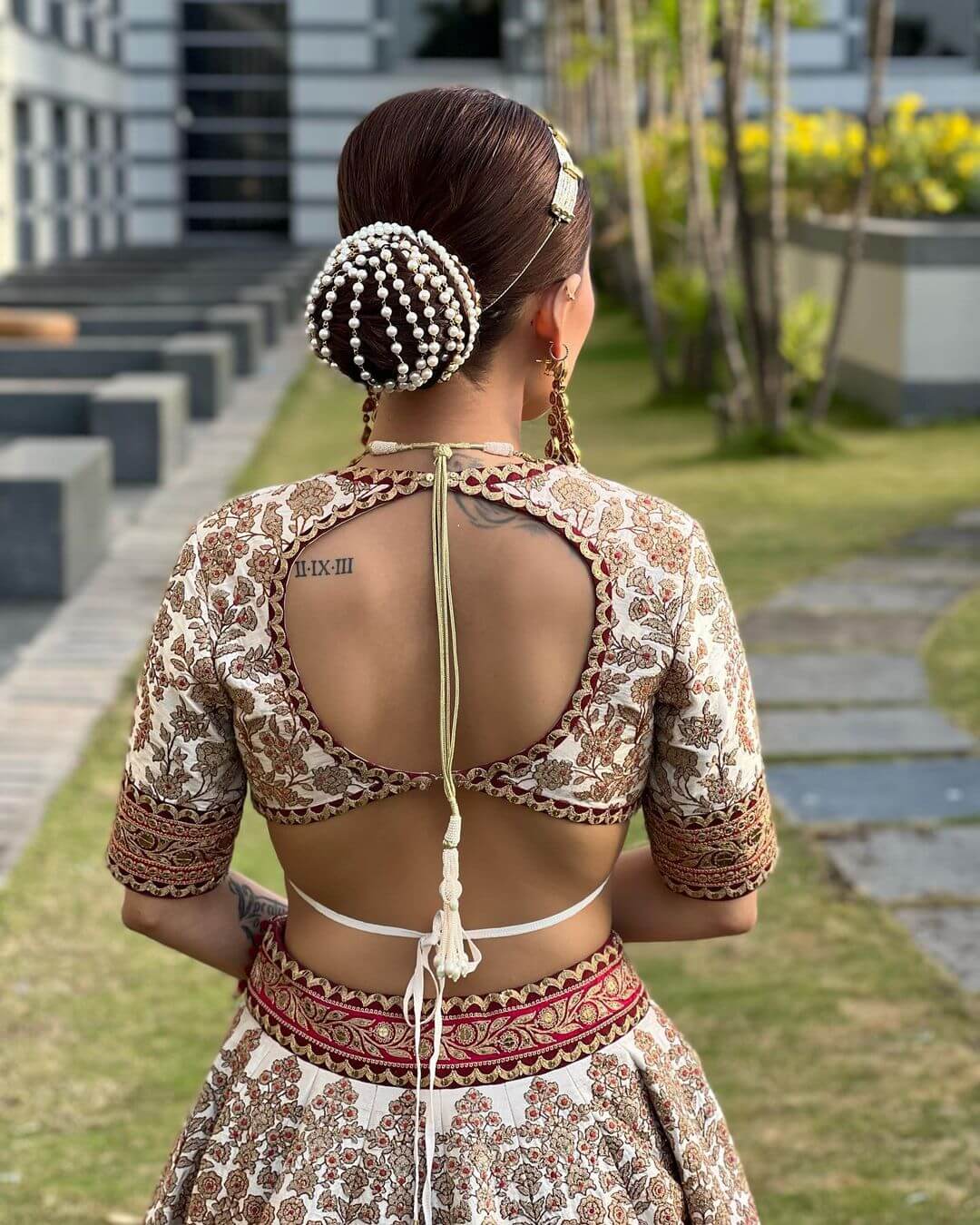 It Is Rich And Great Indian Bridal Bun Hairstyle With Pearl For Wedding