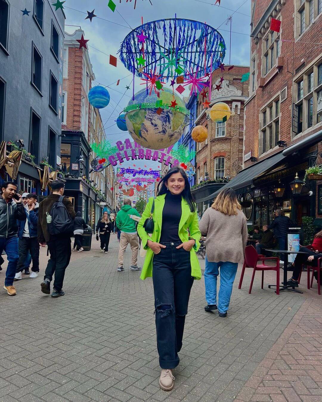 Kanika Mann In Black Denim Jeans And Neon Green Solid Coat Can Be Your Casual Outfit Too