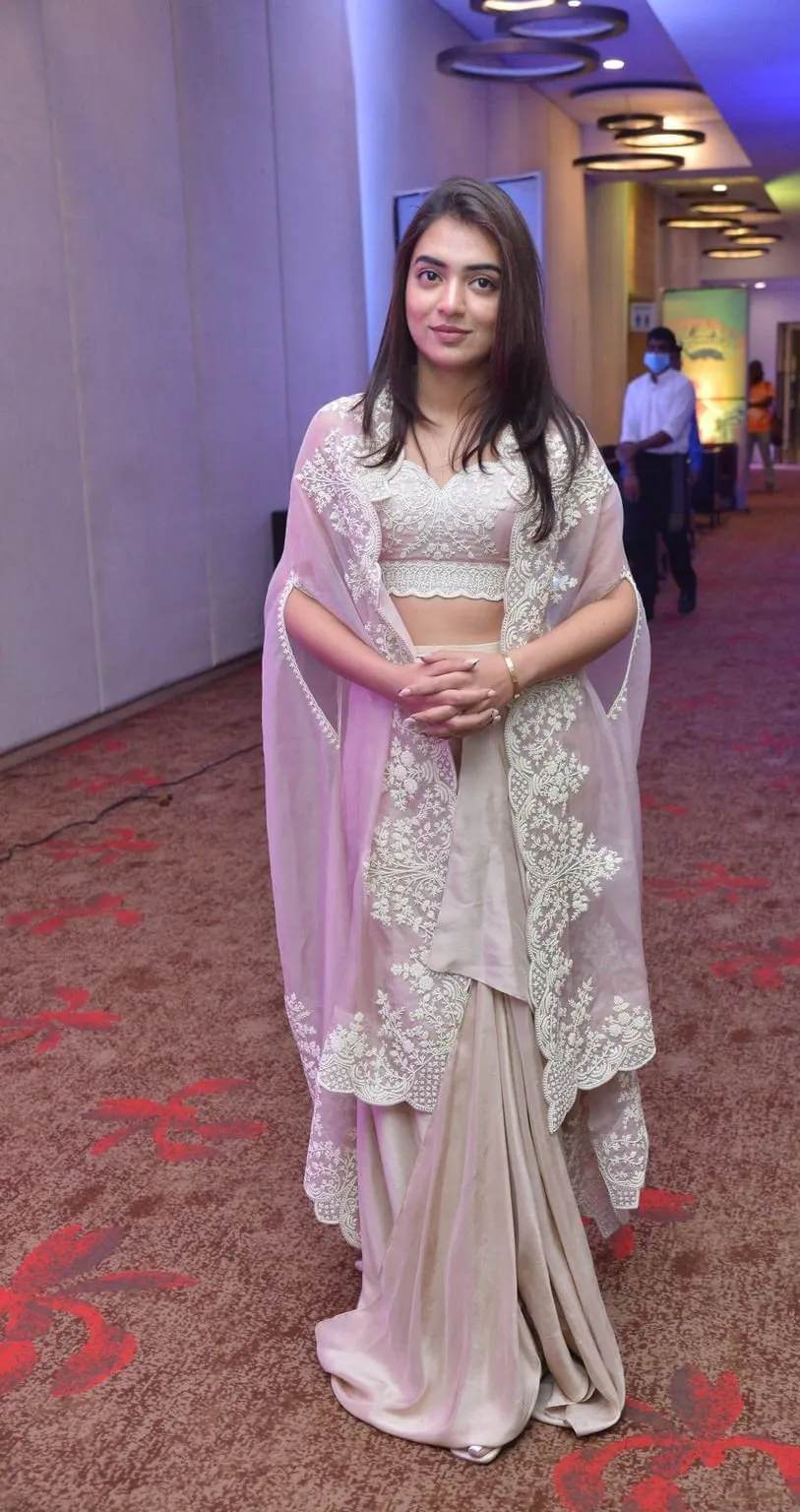 Malayalam beauty Nazriya Nazim In  Ivory Indo-western Outfit