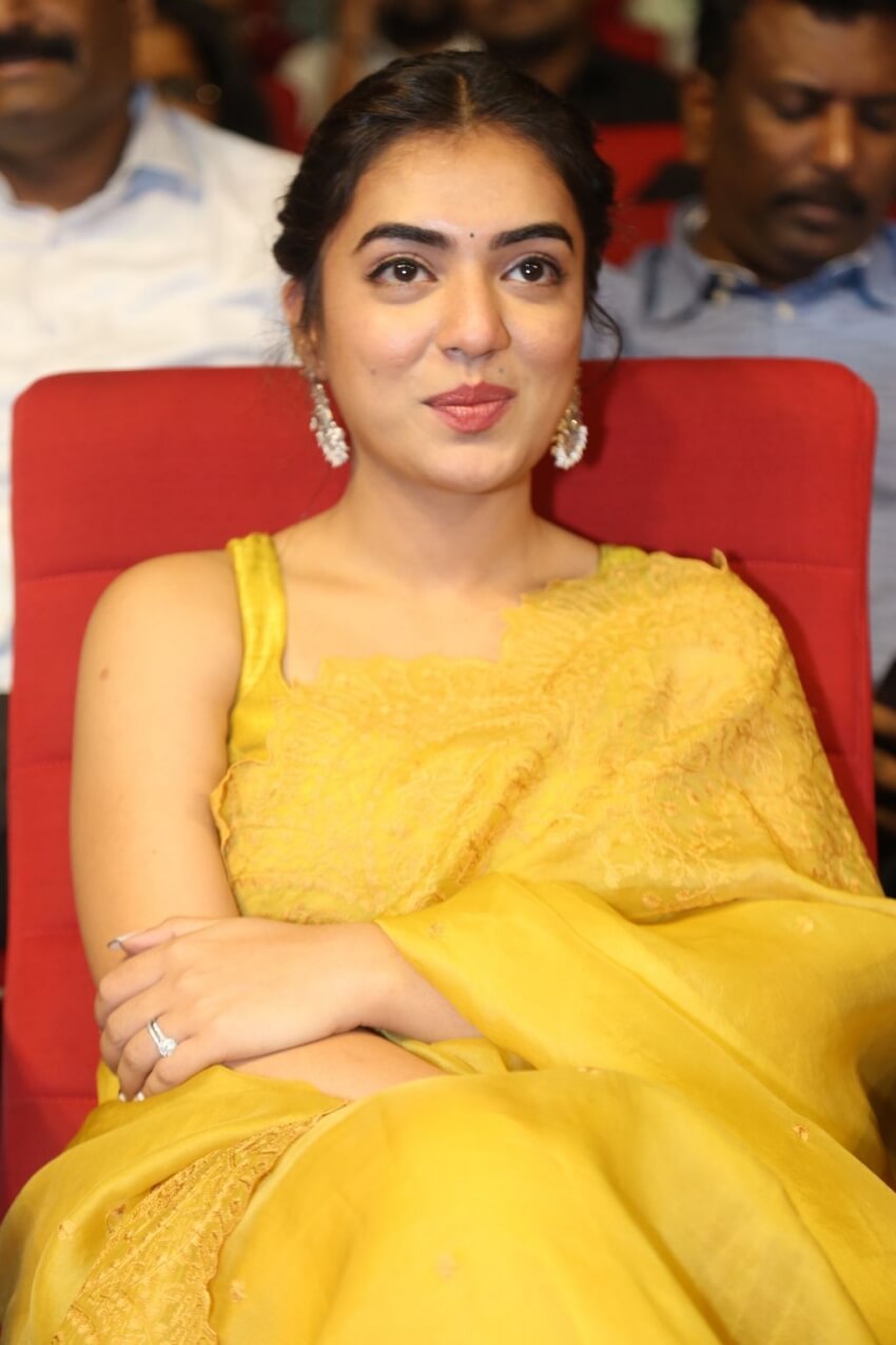 Nazriya Nazim In  Traditional Yellow Saree With Sleeveless Blouse