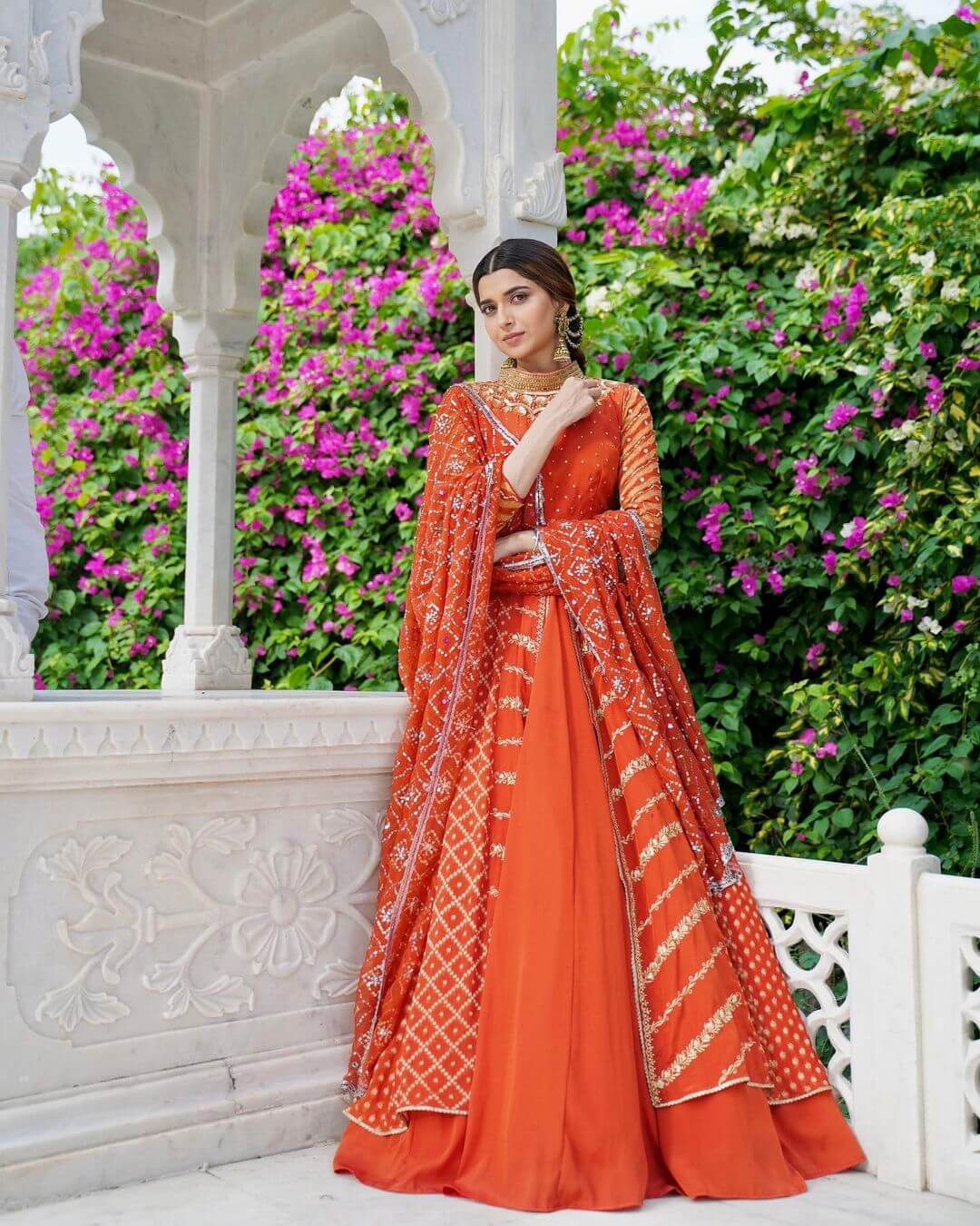 Nimrat Khaira Flattering Look In Orange Lehenga Outfit Nimrat Khaira Desi And Classy Outfit