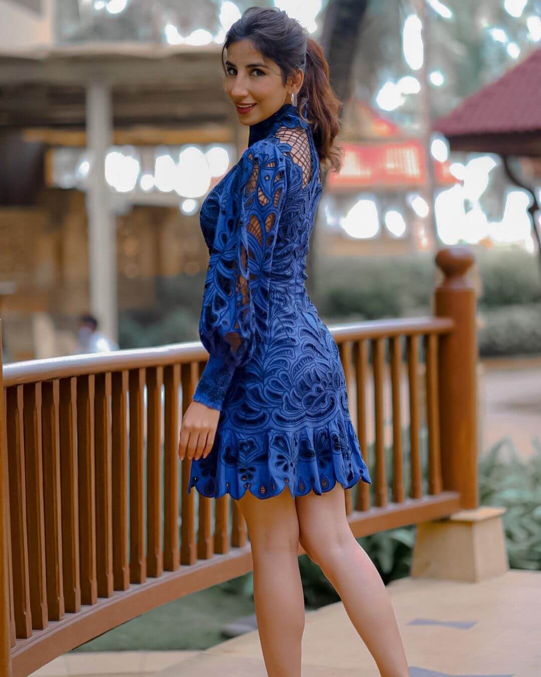 Parul Gulati Look Elegant In Blue Lace Dress