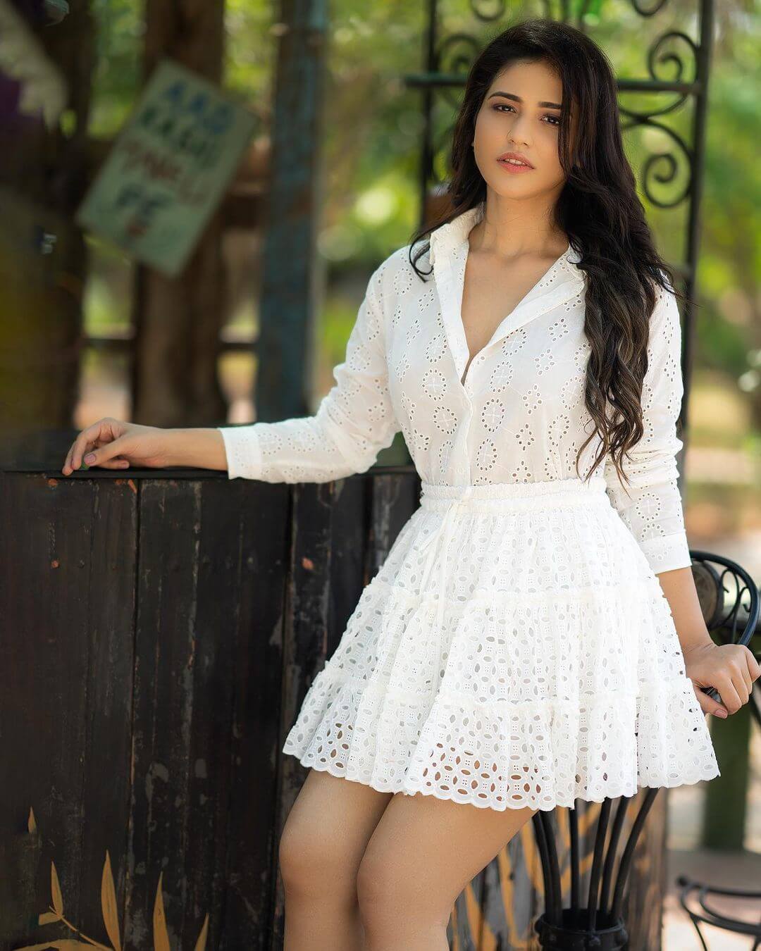 Priyanka Jawalkar Look Beautiful In White Collar Mini Dress Outfit Priyanka Jawalkar Stunning Outfit Looks