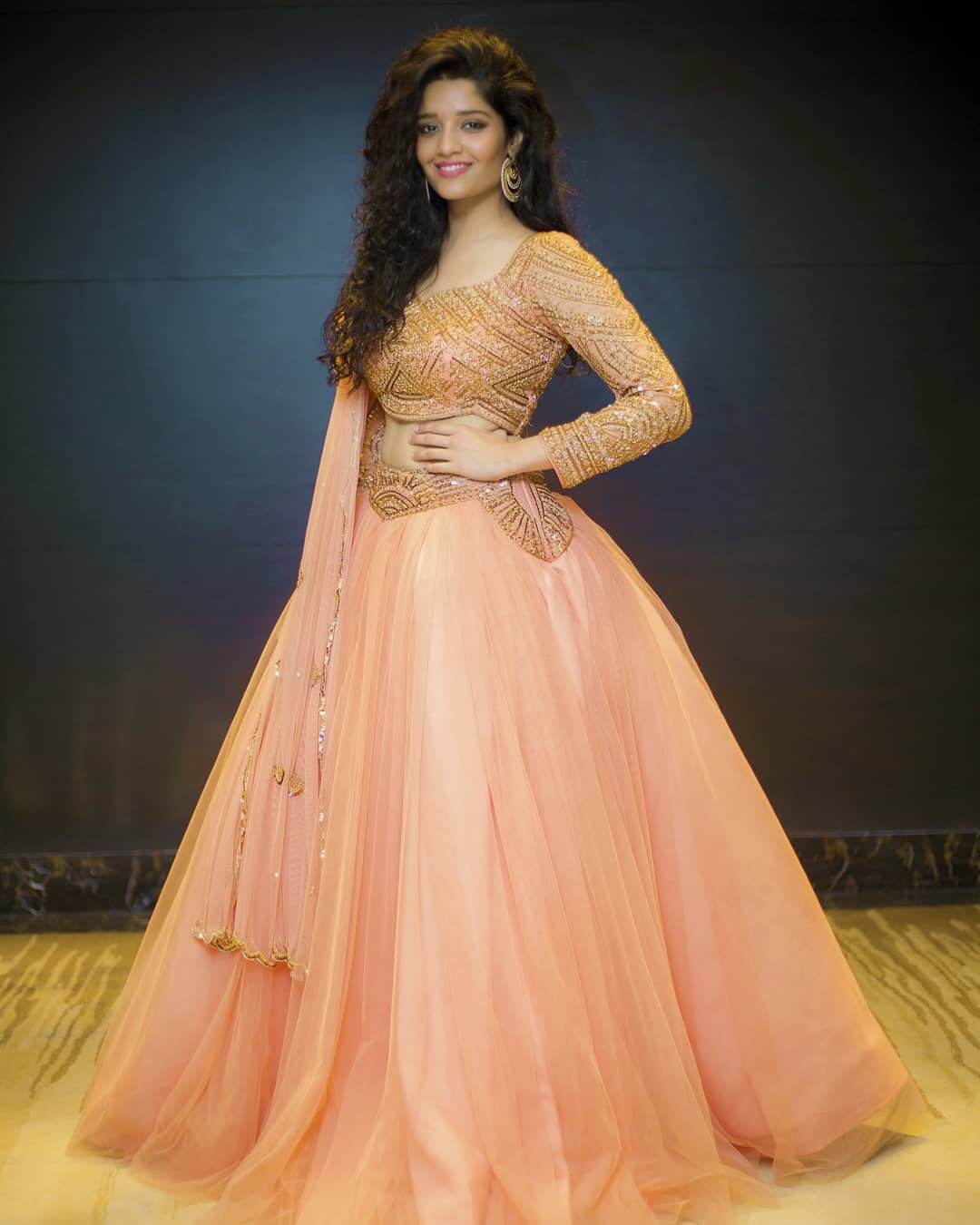 Ritika Singh Look Dazzling In Peach Full-Flared Lehenga