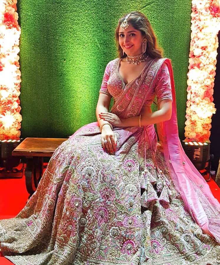 Sayyesha Look Beautiful In Pink Heavy Work Bridal Lehenga Outfit Sayyeshaa Outfit, Style And Fashion For Stunning Look
