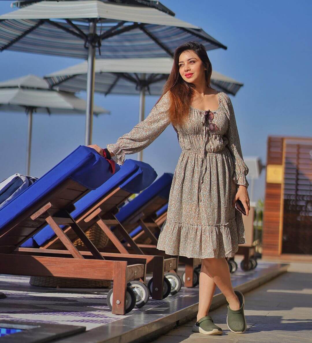 Sehrish Ali In  Grey Flared Dress Outfit Gives Us Vacay Vibes