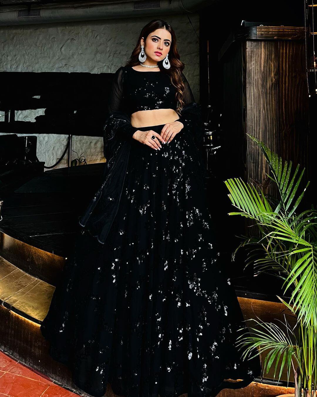Simi Chahal Look Beautiful In Glittery Black Lehenga Outfit Simi Chahal Outfit &amp; Looks Inspo