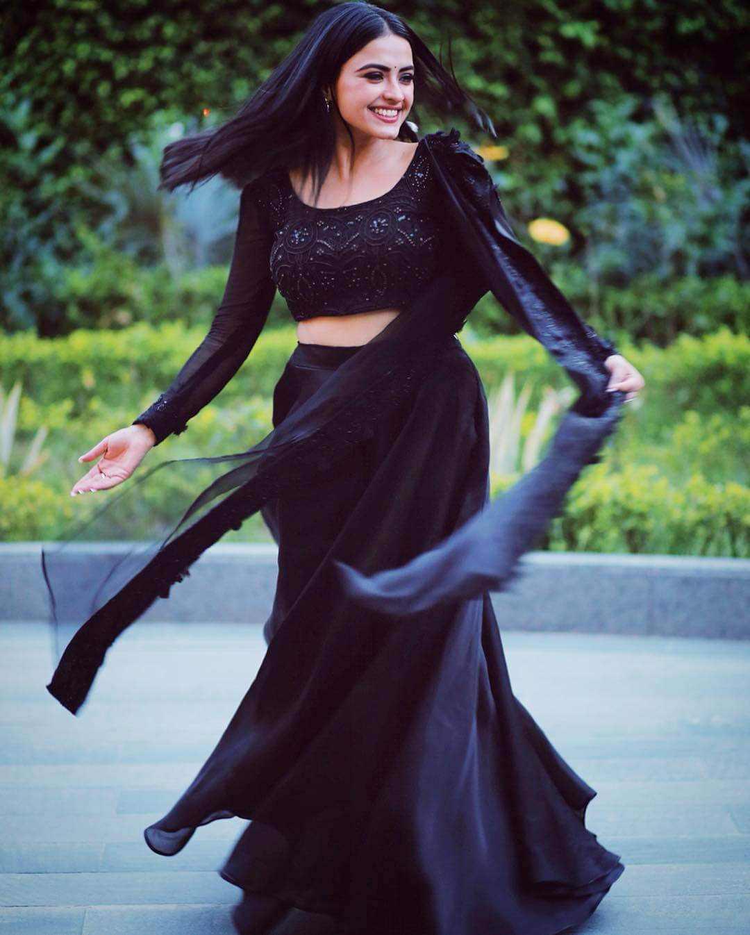 Simi Chahal Look Ravishing In Black Chikankari Lehenga Outfit
