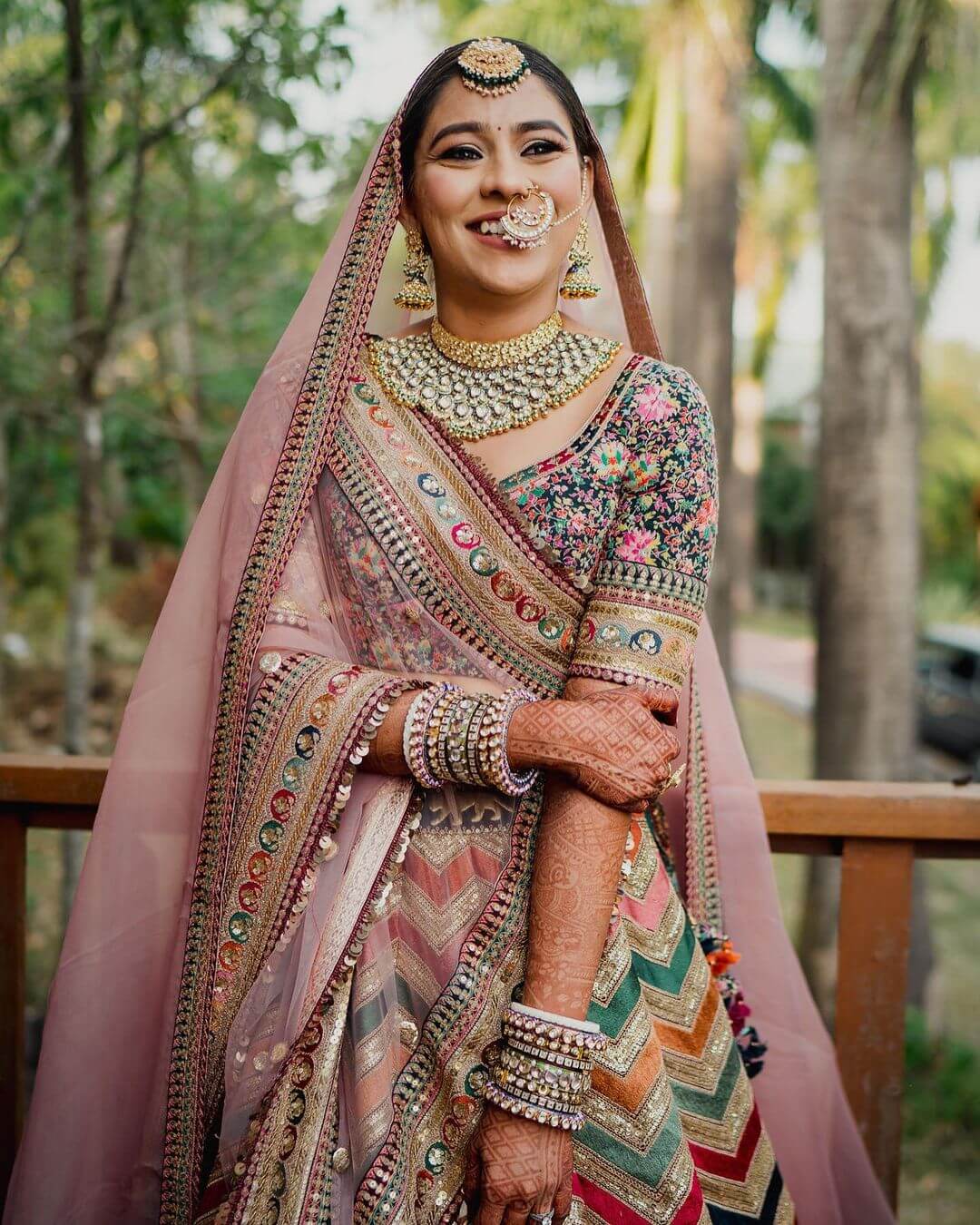 That Multicolored Unique Bridal Lehenga  Stunning Sabyasachi Lehengas Spotted On Real Brides