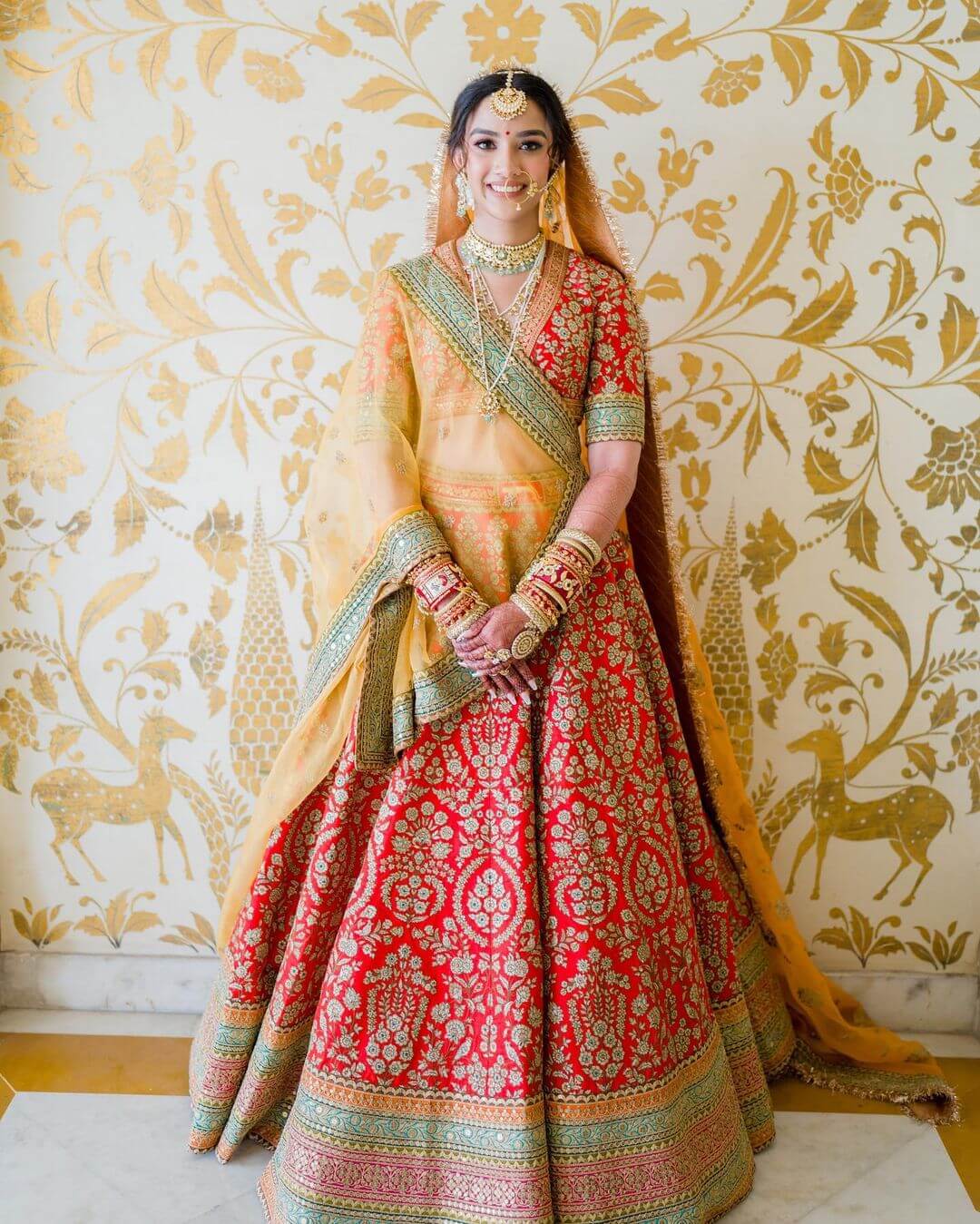 The Brightest Red Floral Lehenga Stunning Sabyasachi Lehengas Spotted On Real Brides