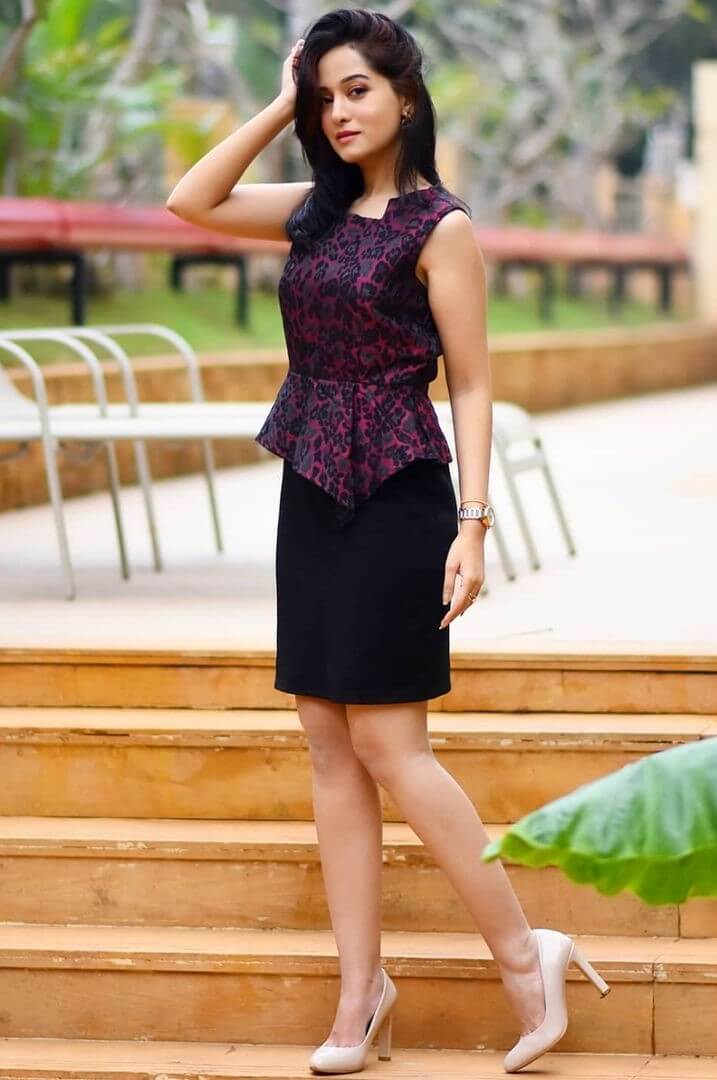 Tv Actress Preetika Rao In Purple Cheetah Print Top With Black Pencil Top