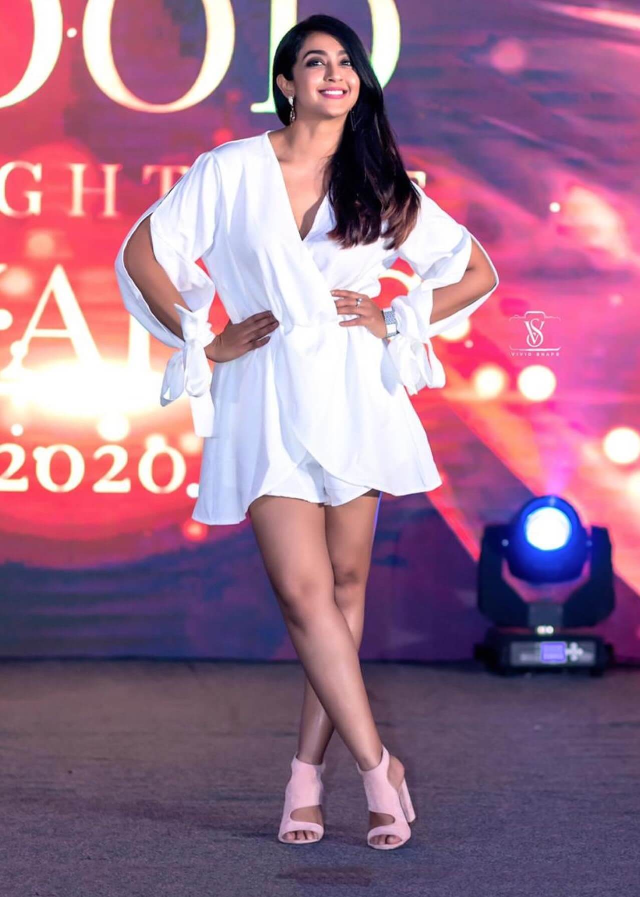 Aindrita Ray Chic & Sexy Look In White Wrapped Up Dress With Slit Cut Full Sleeves