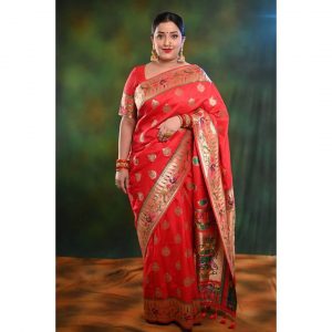 purva Nemlekar Traditional, Ethnical Outfits & Looks: Red Silk Saree