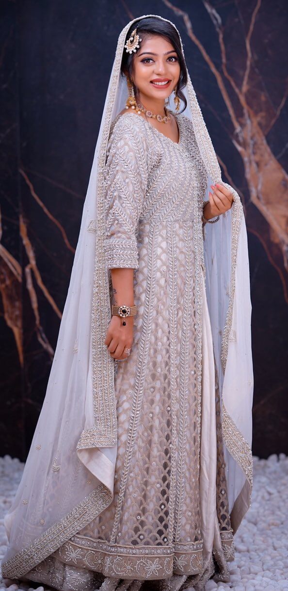 Varsha Bollamma Bridal Look In Ivory Embroidered Suit Perfect Nikkah Look