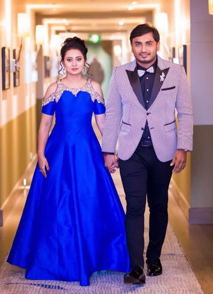 Amulya Mesmerizing Look In Blue Off Shoulder Gown Best For Engagement Look