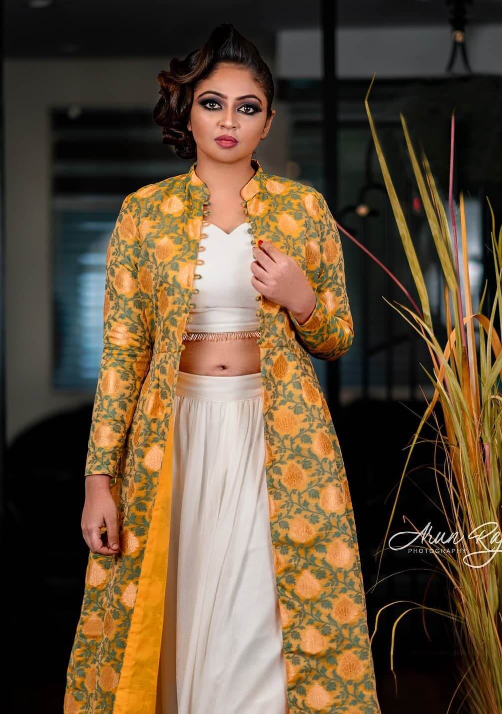 Arundhathi Nair In White Co-Ord Set With Printed Long Jacket & We Can't Miss Out That Stylish Hairstyle