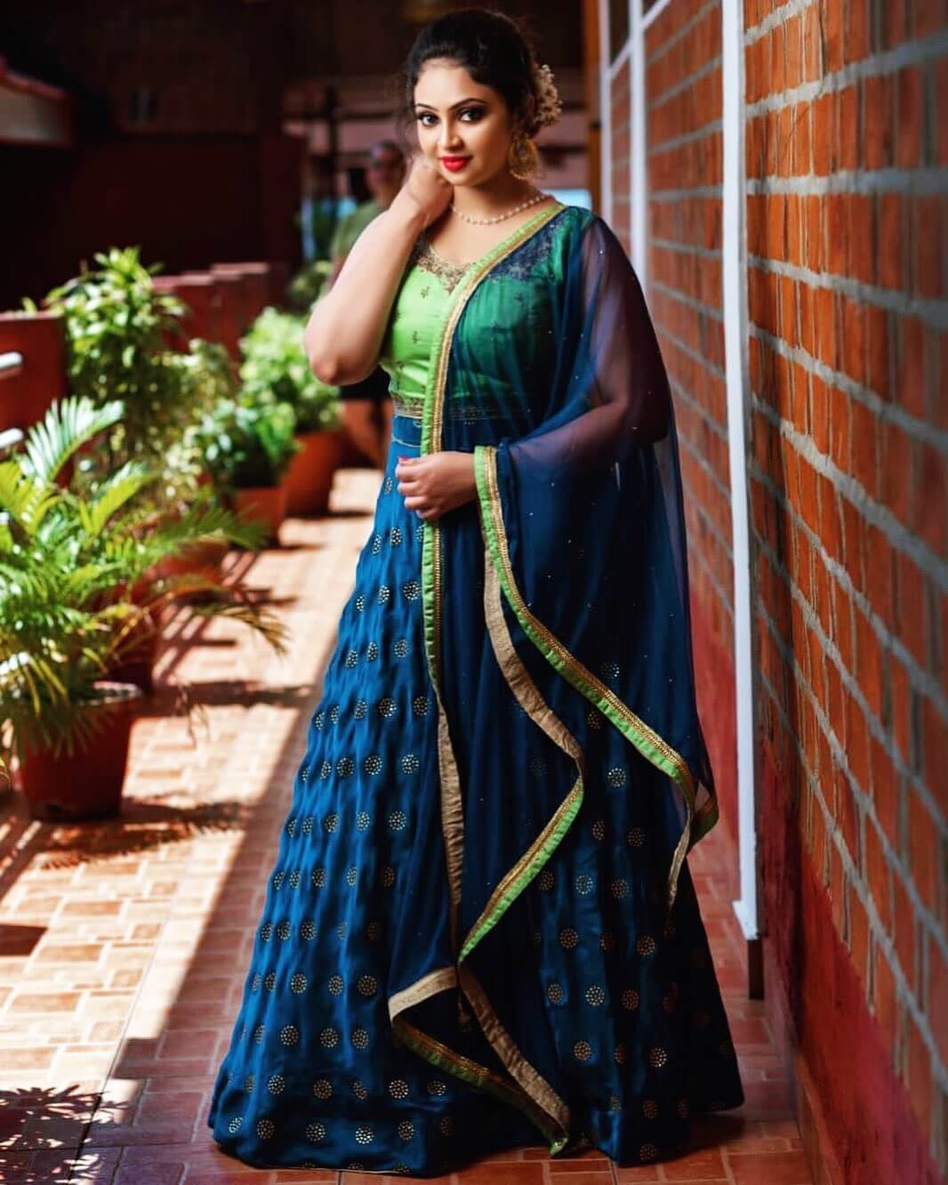 Arundhathi Nair Look Flawless In Blue & Green Lehenga Set