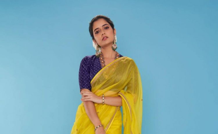 Ashika Ranganath In Yellow Orgenza Silk Saree Paired With Purple Blouse Gives Us Major Festive Vibes (1st)