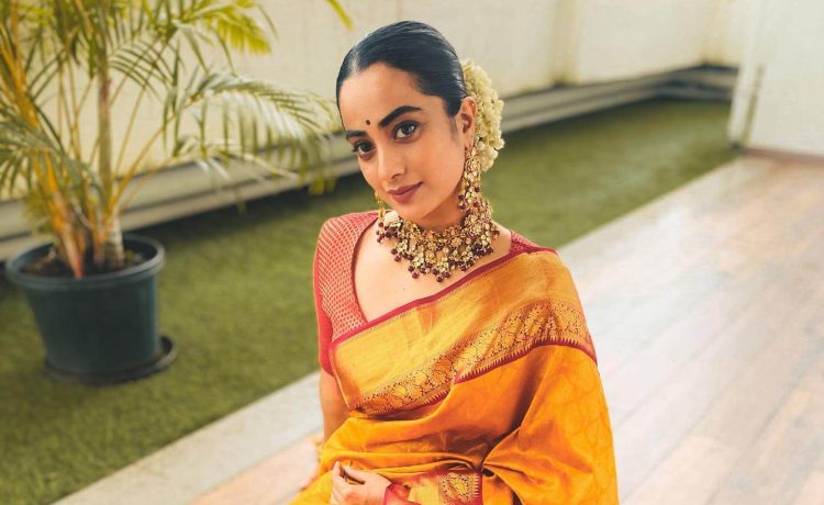 Beautiful Namitha Pramod In Yellow & Red Silk Saree With Gorgeous Jewellery Set & Sleek Hair