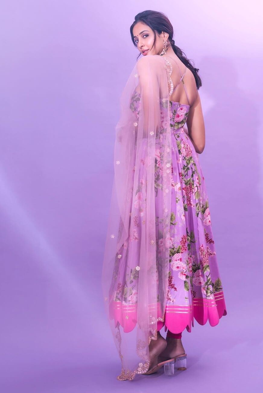 Beautiful Riya Suman In Purple Lilac Pomme Anarkali